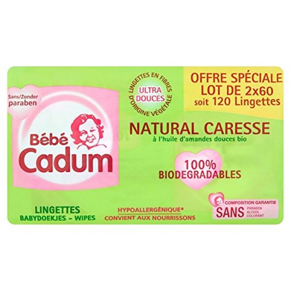 Bébé Cadum Natural Caresse Hygiène et Soin Bébé Lingettes